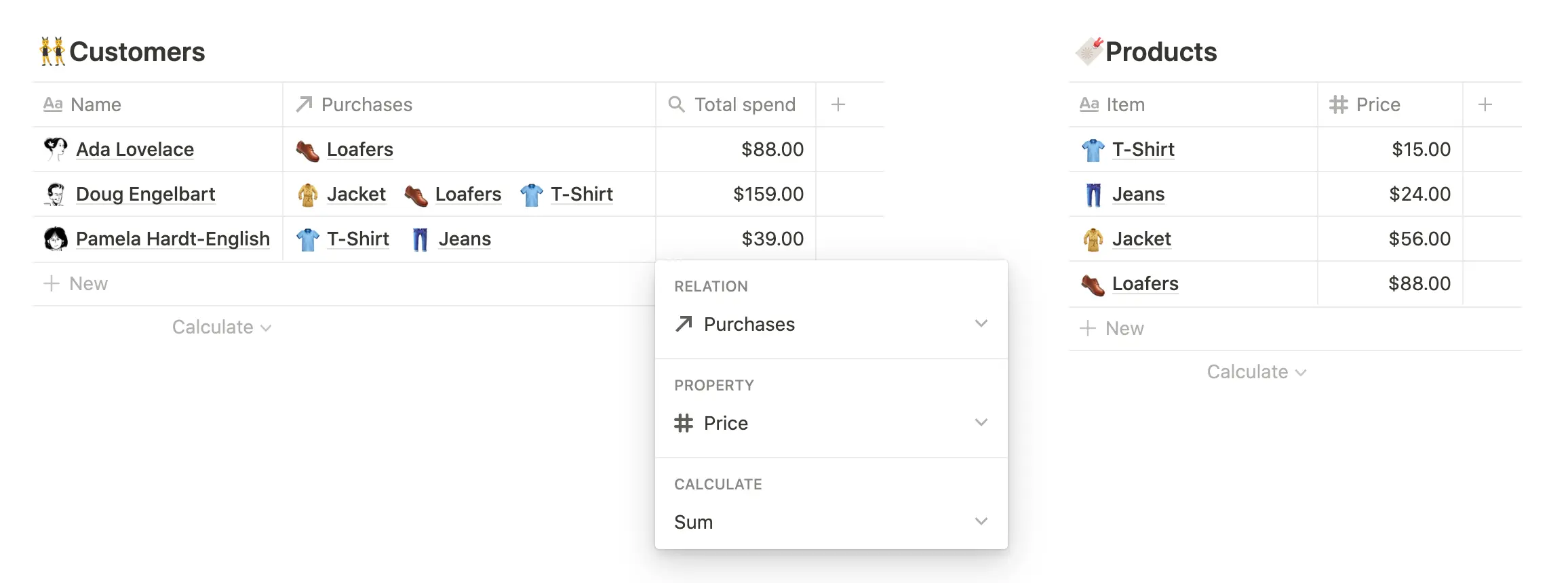 An image of two Notion databses.