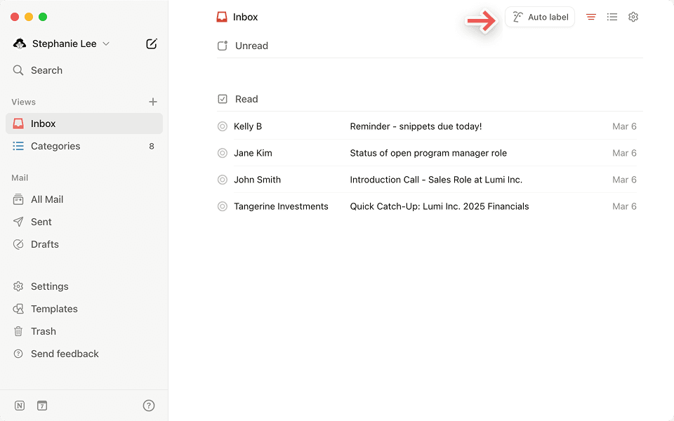 Auto label learns your preferences and tags incoming emails.