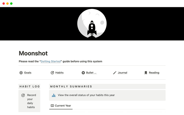 Moonshot - Resolution & Goal Management Board