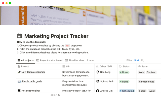Marketing Project Tracker